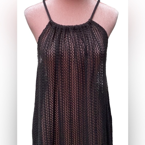 C & C CALIFORNIA NWT BLACK CROCHET SWIM SUIT COVER UP MINI LARGE - Picture 3 of 11